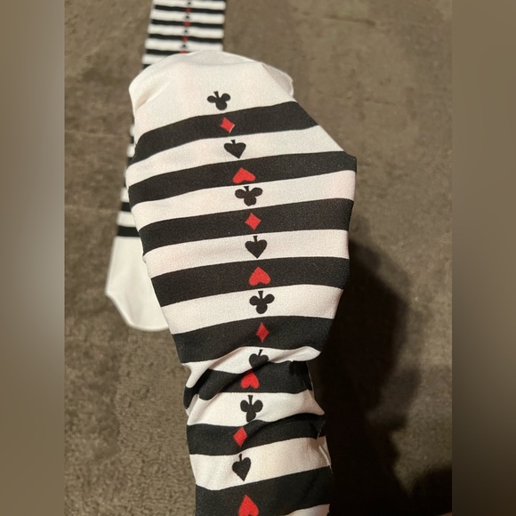 Black & White Striped Card Suits Tights-Socks Knee-High Alice Halloween Goth - Picture 9 of 9